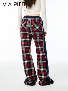 Grid Contrasting Casual Sports Pants