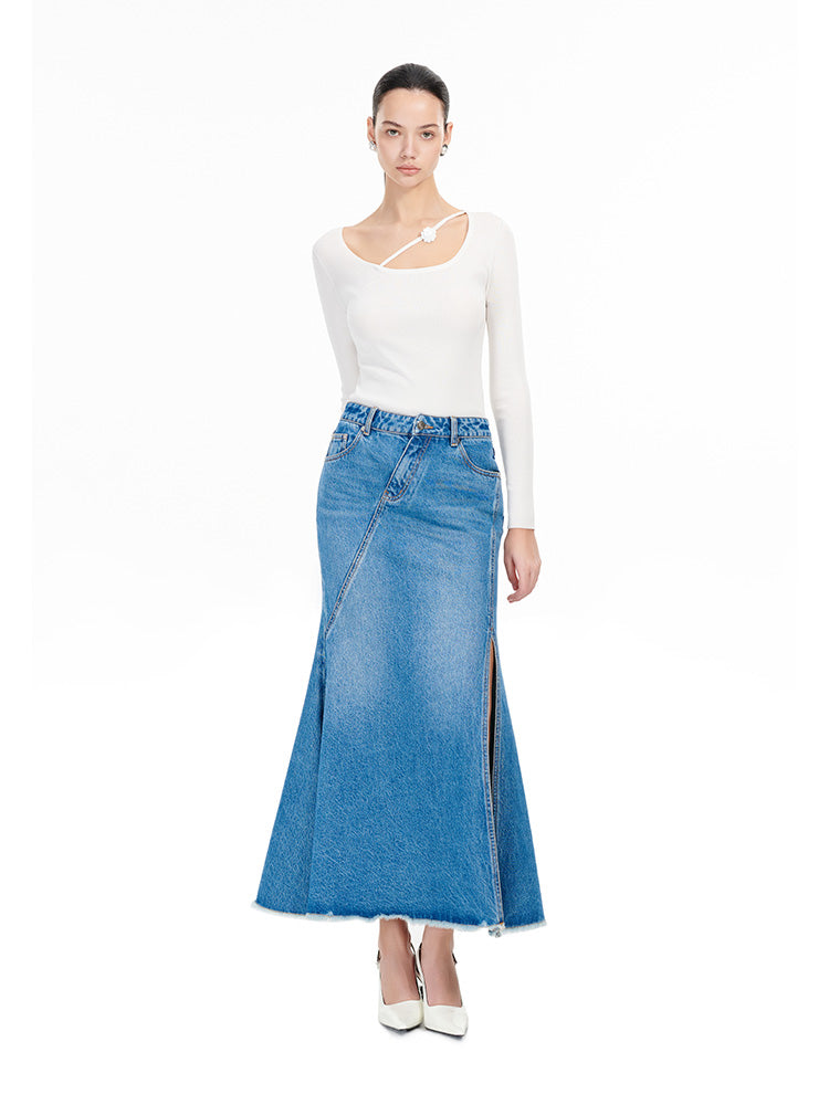 Princess Denim Fishtail Long Skirt