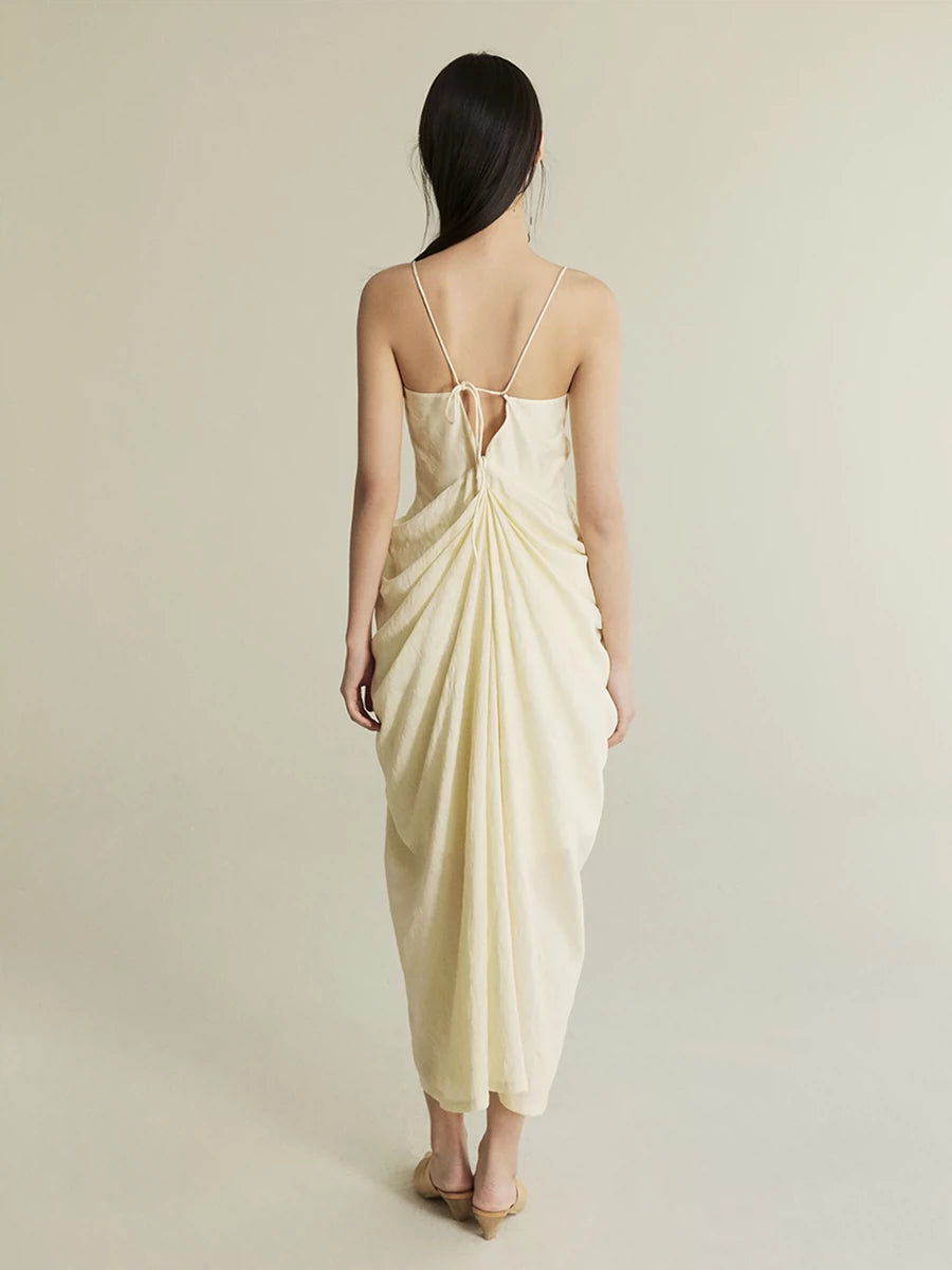 V-neck draped structure dress