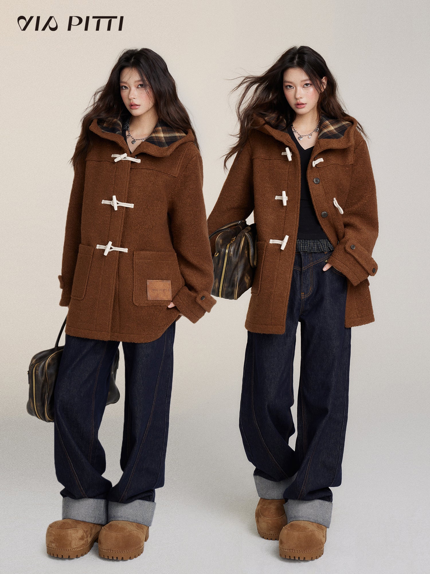 College Style Sliced Woolen Coat