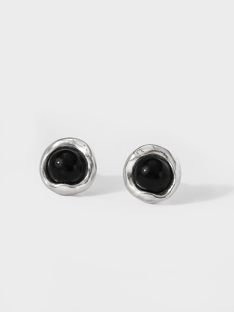 Luxury black agate earrings