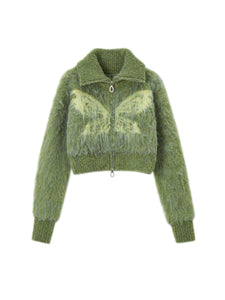 Boucle Butterfly Turtleneck Knitted Short Jacket