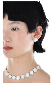 Pixelated Pearl Stud Earring