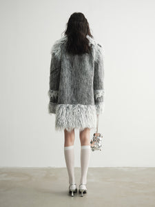 Heavy Faux Fur Patchwork Woolen Work Coat