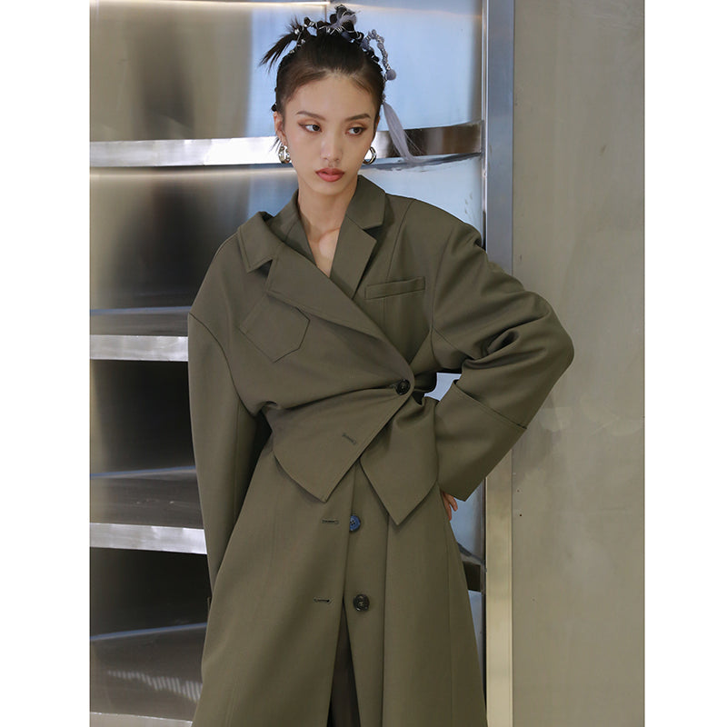 Heavy Deconstructed Detachable Long Trench Coat