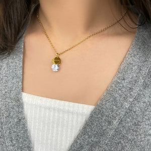 Gold Rocking Zircon Silver Necklace