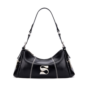 Niche Contrasting Cowhide Crossbody Bag