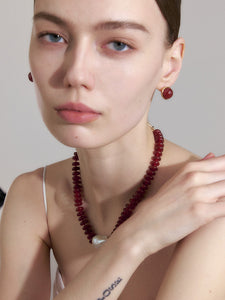 Red agate beads earrings