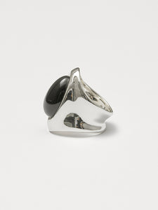 Simple black silver pinky ring