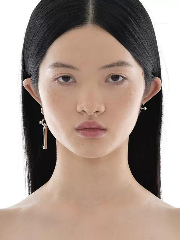 Horsehair mini rectangular earrings(Single one)