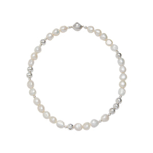 Shaped White Baroque Pearl Beaded Necklace