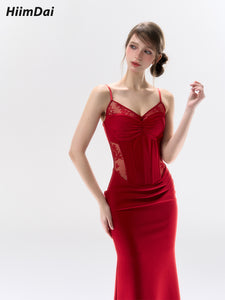 Fiery Rose Christmas Dress: Sexy Boned Waist Slim-Fit Bodycon Slip Dress