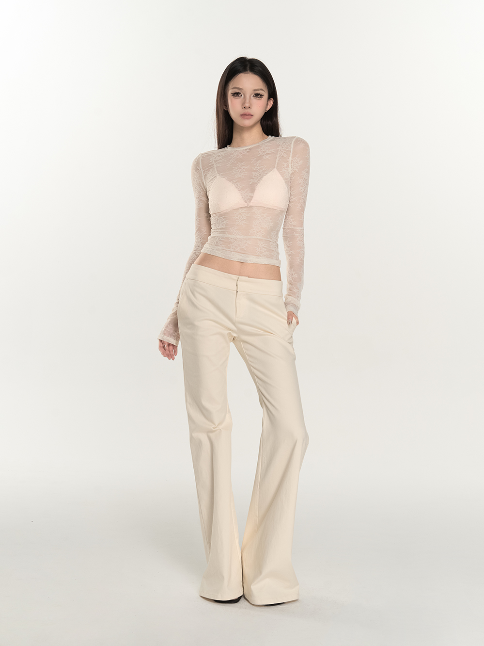 Low Waist High-End Slimming Slight Flare Straight-Leg Pants