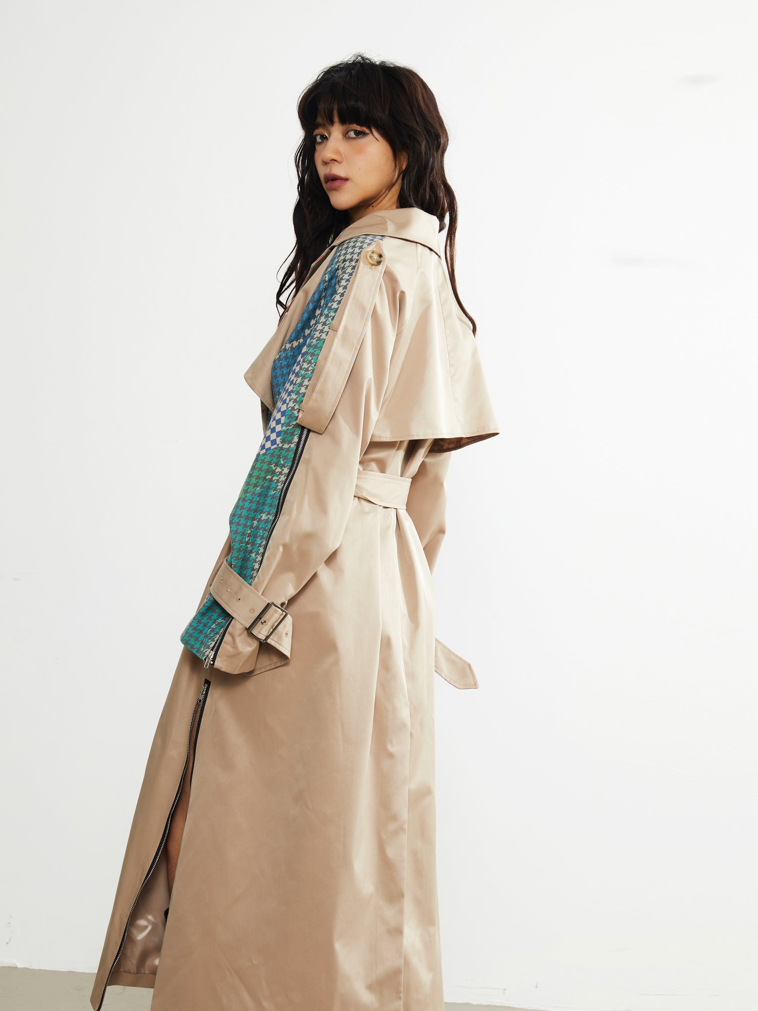 Printed Suit Patchwork Trench Coat