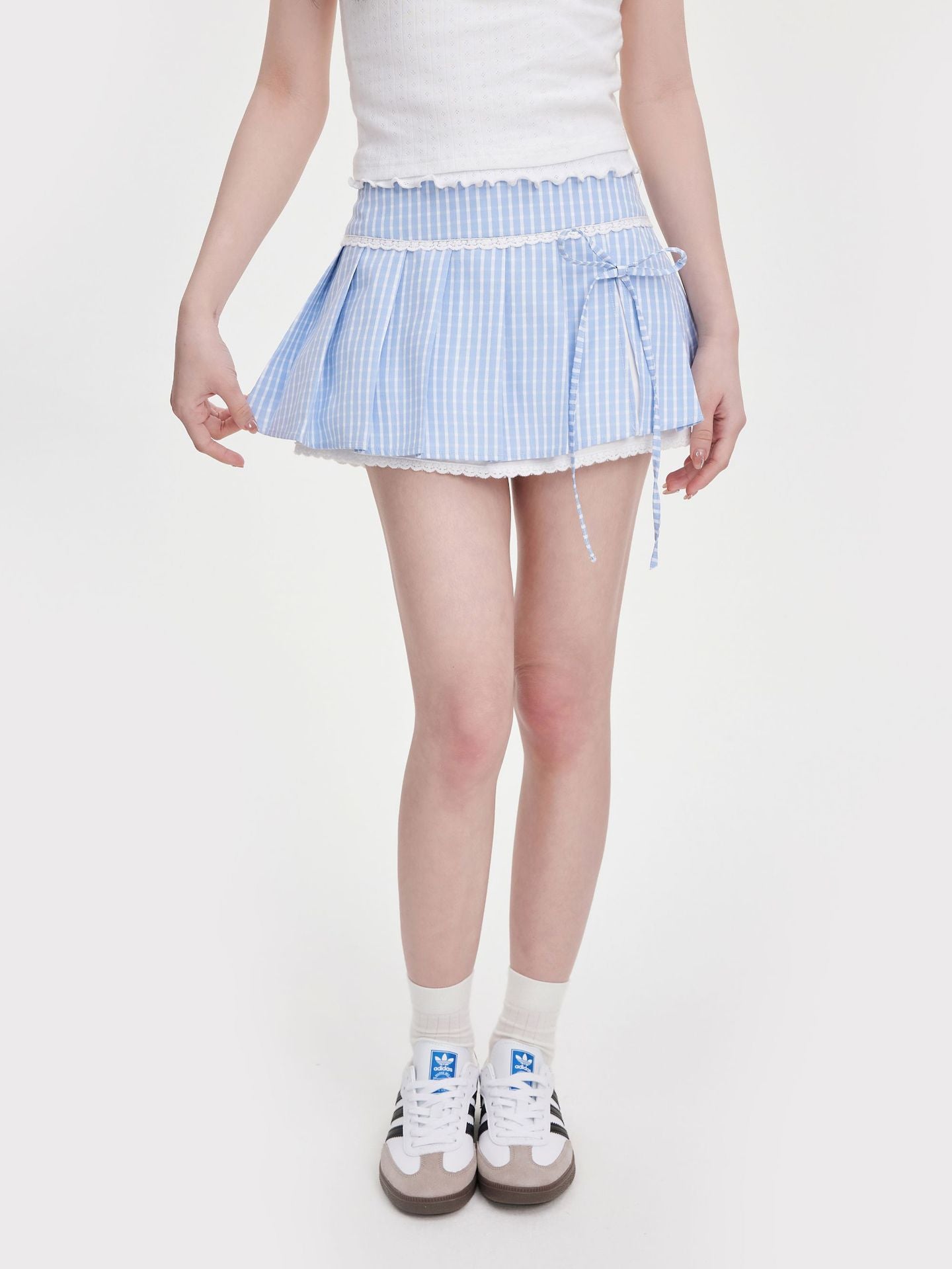 Retro sweet plaid pleated versatile skirt