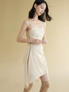 Two-tone ruched cut suspender dress