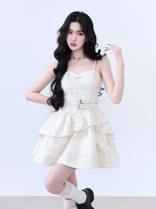 Rebel White Jasmine Sweet Princess Tutu Jacquard Suspender Skirt