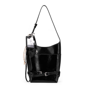 Cowhide Single Shoulder Bucket Bag