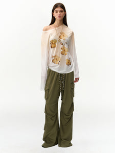 Lightweight Sheer Autumn Yellow Floral Print Sun-Protective Cover-Up T-Shirt