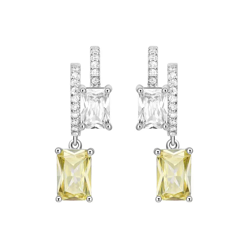 Solid Silver Fake two-piece French light luxury gilded sugar cube earrings