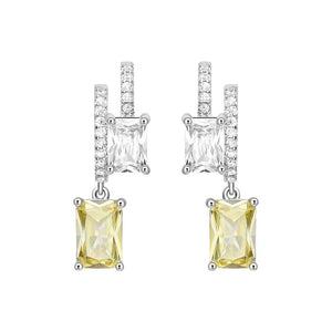 Solid Silver Fake two-piece French light luxury gilded sugar cube earrings