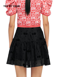 Playful Cherry Mesh Skirt