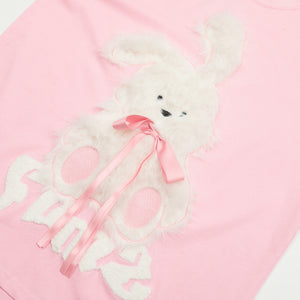 Cute sweet plush bow short-sleeved T-shirt