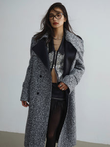 Shiny Silk Wool Long Coat