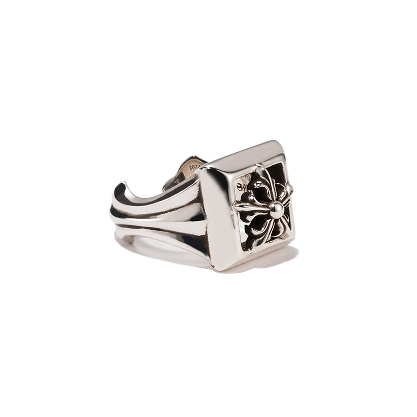 Five-pointed star square hollow open ring