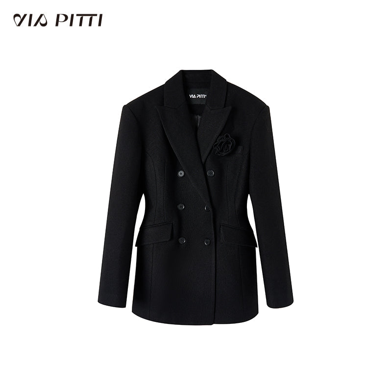 Mid-length Suit Collar Woolen Coat