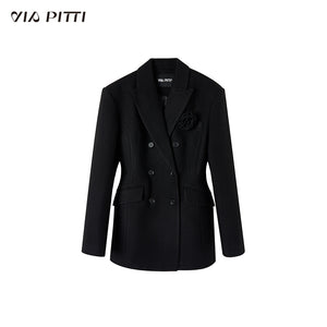 Mid-length Suit Collar Woolen Coat