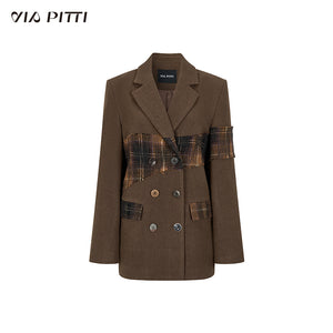 Heavy Check Stitching Design Coat