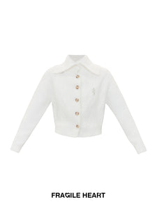 College Style Knitted Sweater Lapel Cardigan