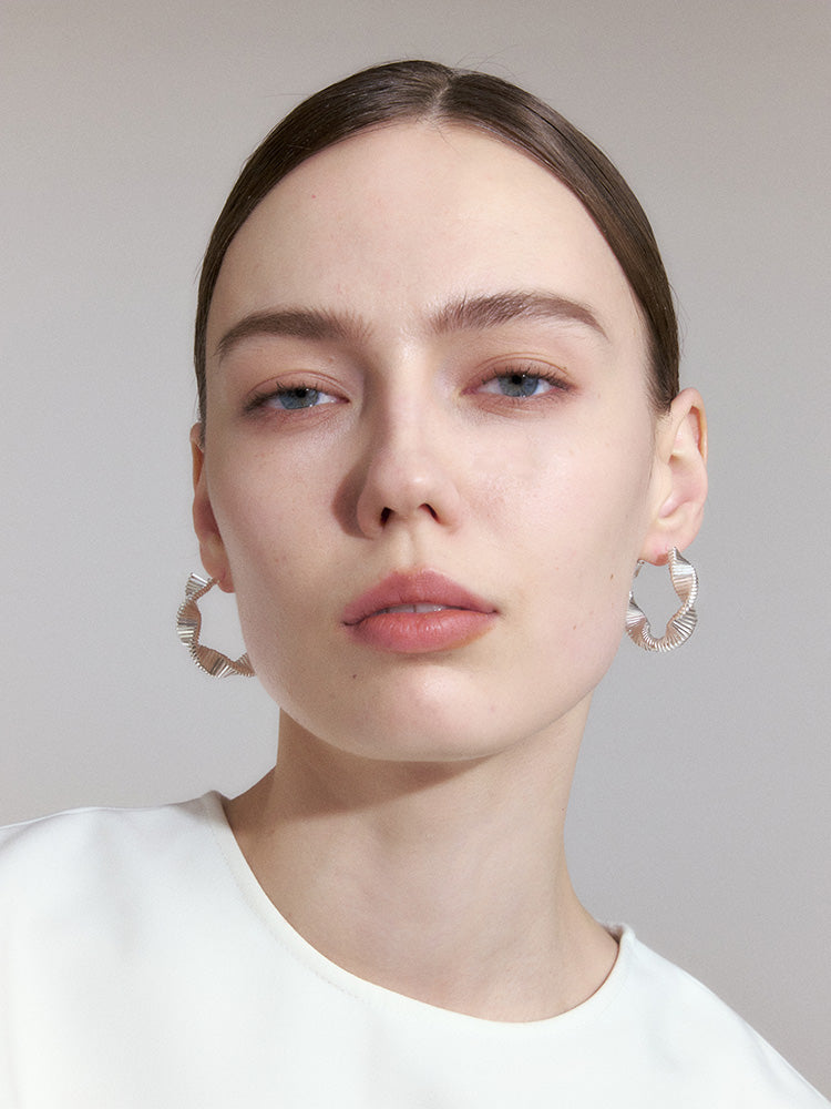 Simple Button Hoop Earrings