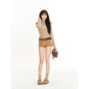 Low-Waist Minimalist Casual Knit Shorts