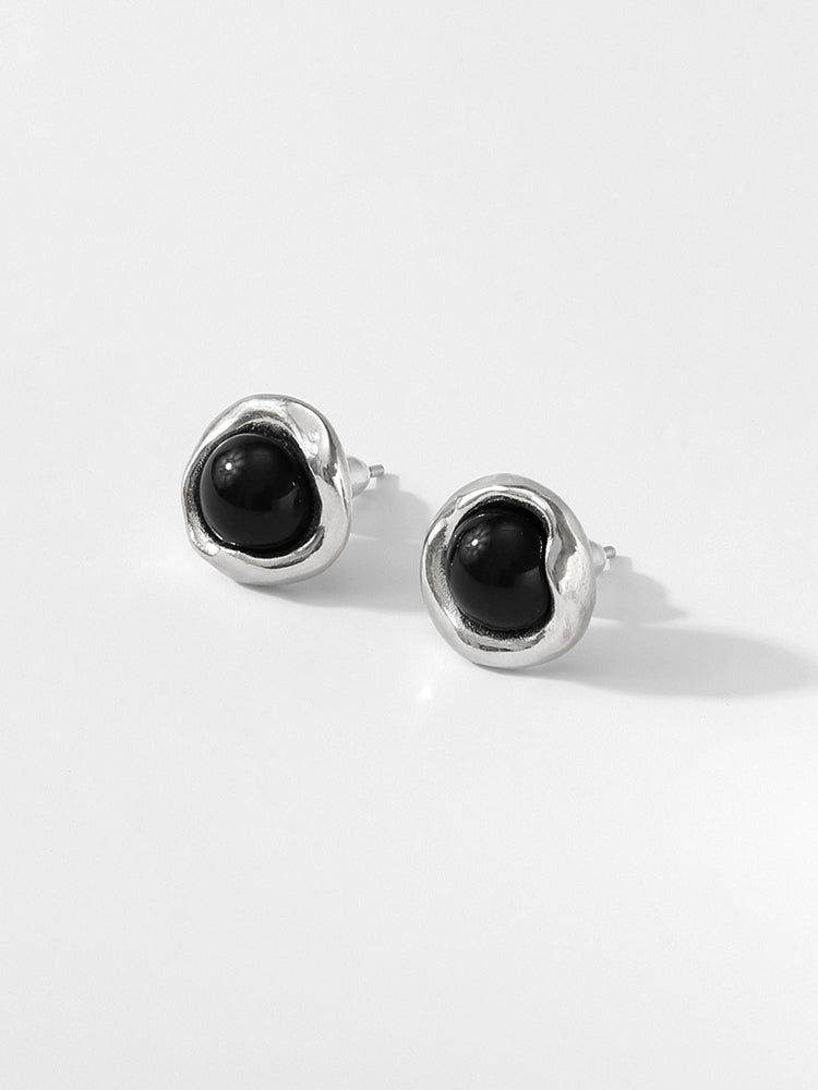 Luxury black agate earrings