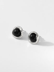 Luxury black agate earrings