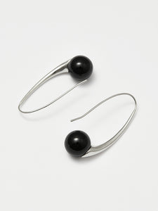 Luxury black agate long earrings