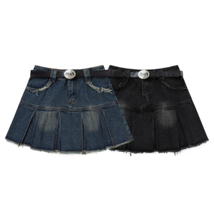 Vintage belted denim skirt