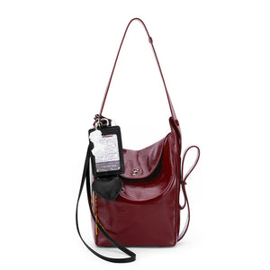 Niche Red Cowhide Bucket Bag