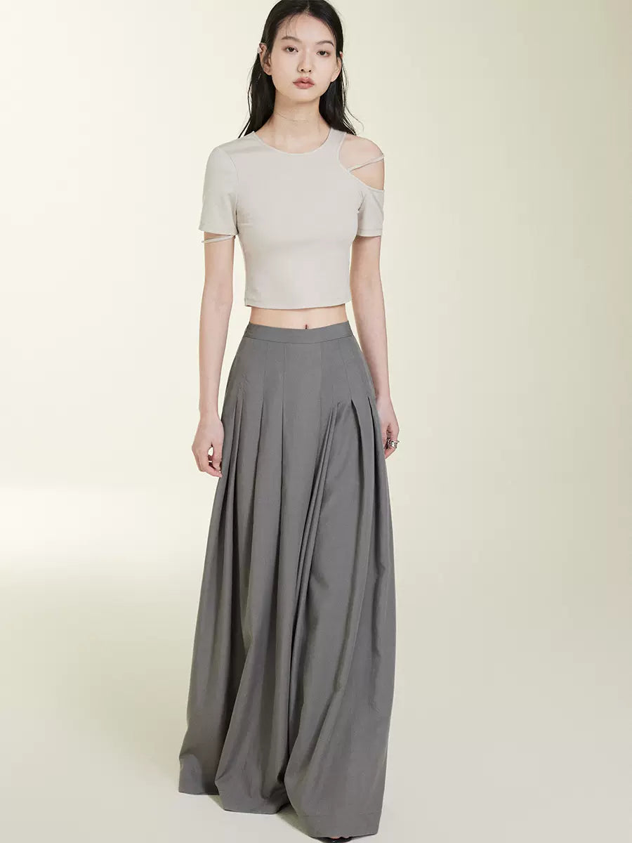 Irregular loose pleated skirt pants