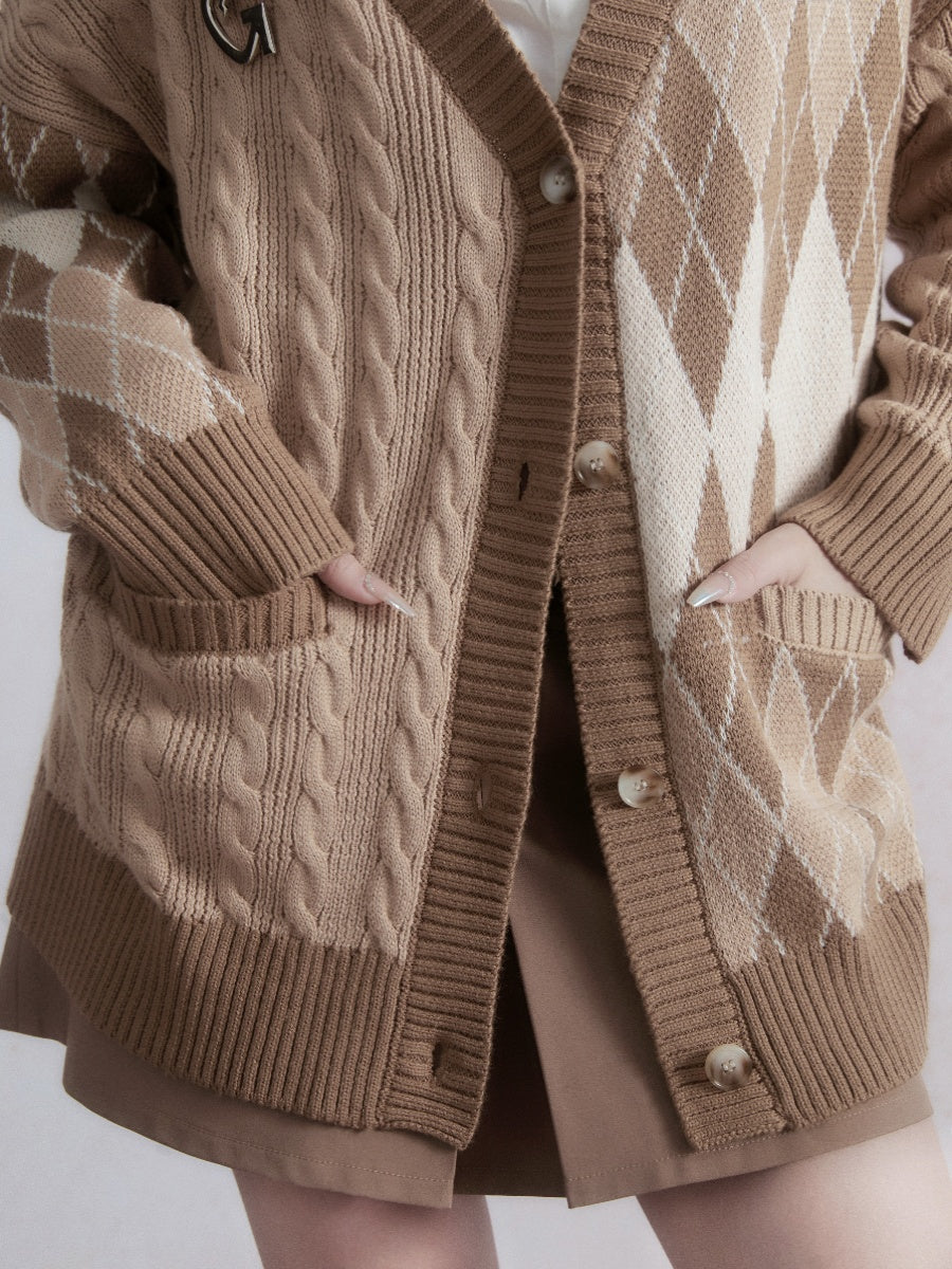 V-neck Knitted Cardigan Coat