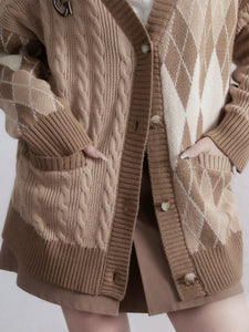 V-neck Knitted Cardigan Coat