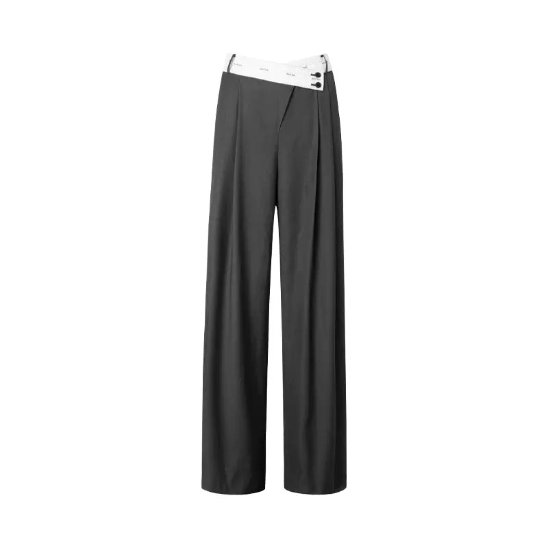 Pleated wide-leg suit trousers