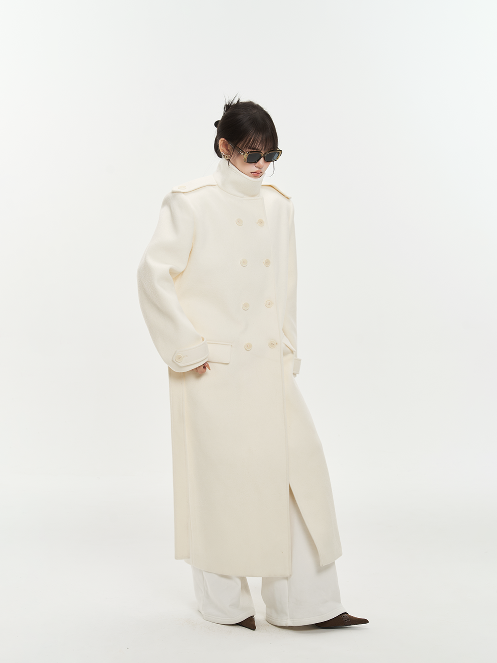 Notch Collar Wool Blend Coat