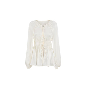 Flowing yarn pleated shirt