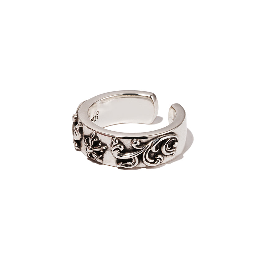 Curly grass carved open ring