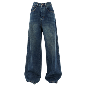 American Retro Dark Wide-Leg Straight Jeans