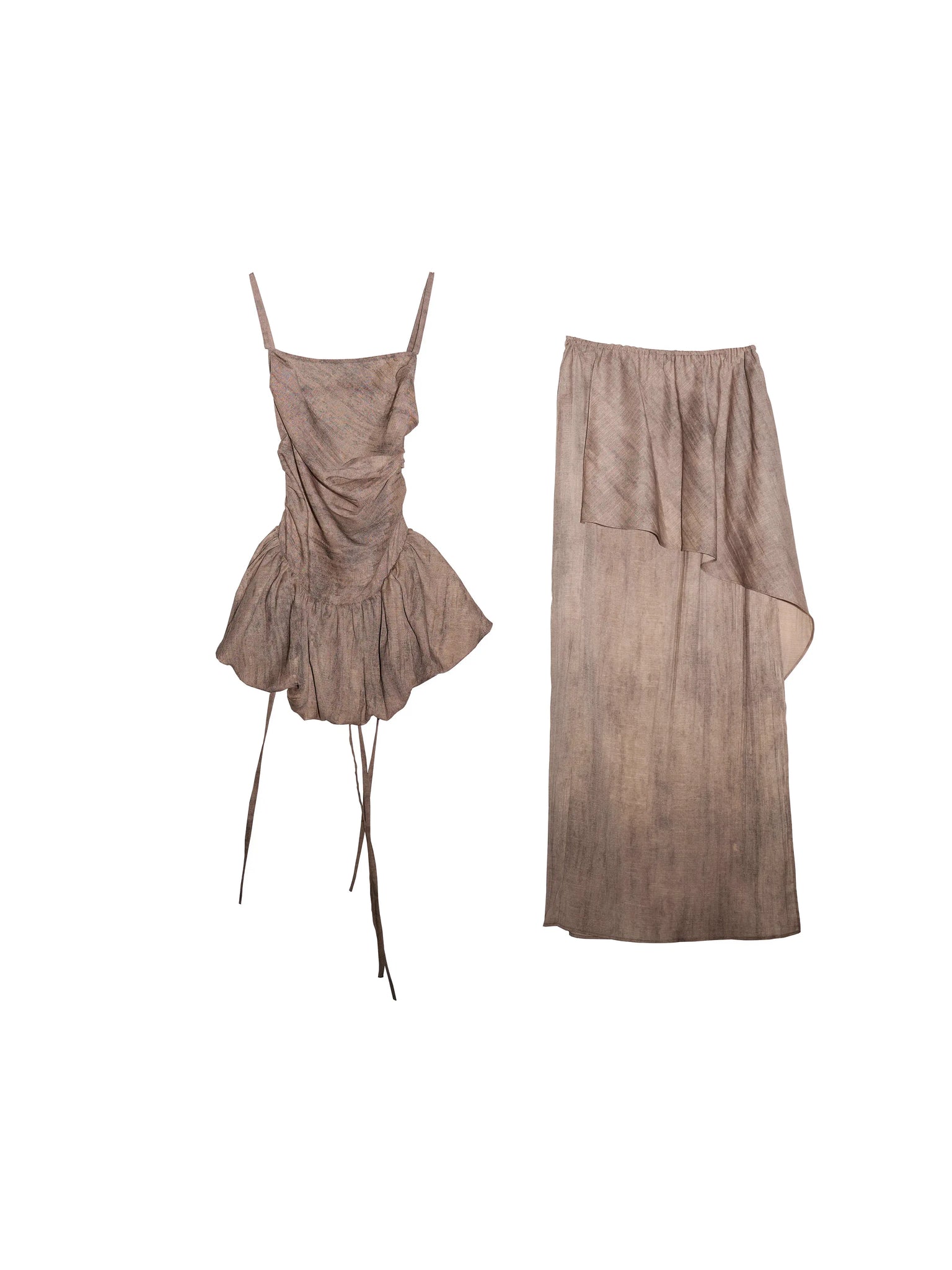 Ancient Greek goddess pleated lace-up two-piece dress