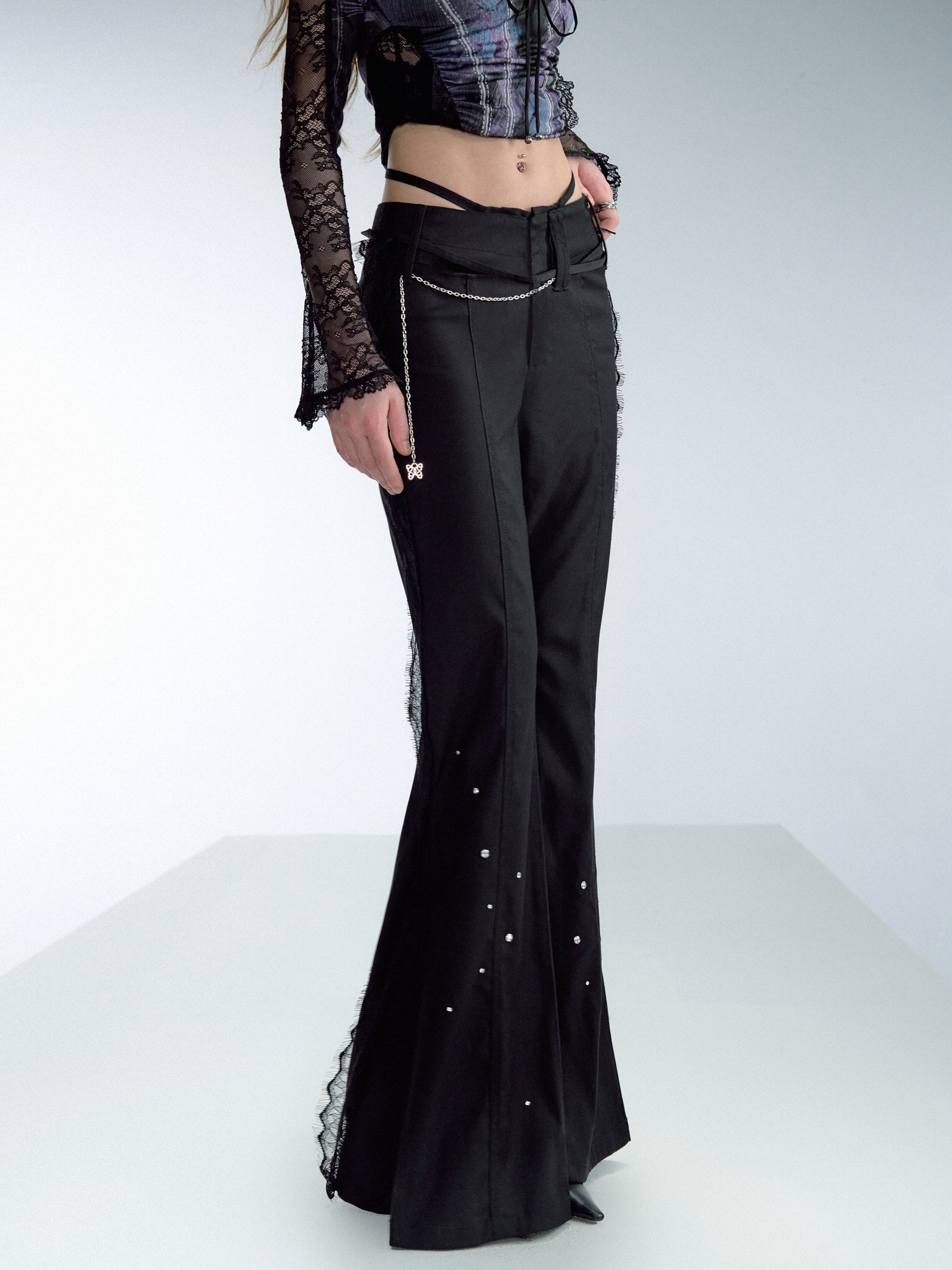 Rhinestone Lace Suit Pants